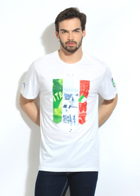 Puma Printed Men's Round Neck White T-Shirt