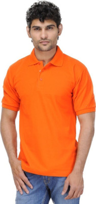 

Larwa Solid Men' Polo Neck Orange T-Shirt