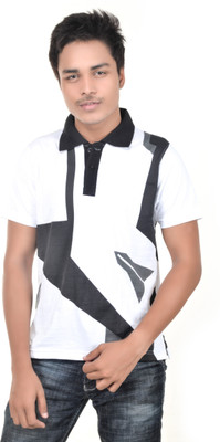 Spur Printed Men Polo Neck White T-Shirt