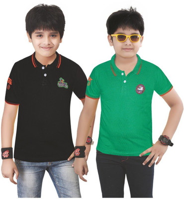 

Joven Boys Solid Cotton T Shirt(Multicolor, Pack of 1), Black green
