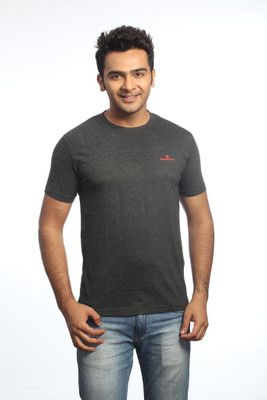 

Crosscreek Solid Men' Round Neck Grey T-Shirt, Charcoal