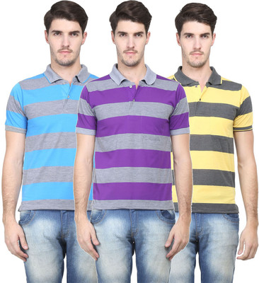 

Vimal Striped Men's Polo Neck Multicolor T-Shirt(Pack of 3