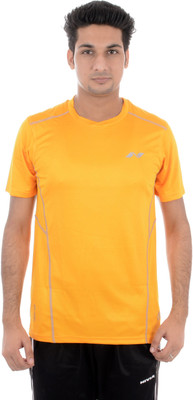Nivia Solid Men' Round Neck Orange, Blue T-Shirt, 2213;orange;royal blue