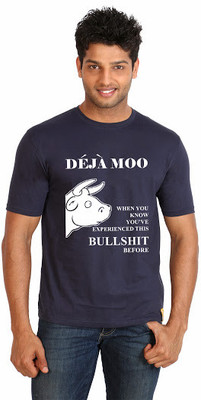 

Campus Sutra Printed Men Round Neck Blue T-Shirt
