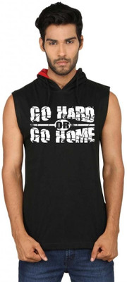 

SayItLoud Graphic Print Men's Hooded Black T-Shirt