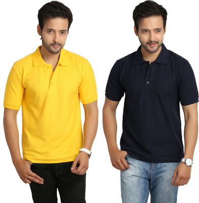 

Weardo Solid Men's Polo Neck Blue, Yellow T-Shirt(Pack of 2), Navy blue;yellow