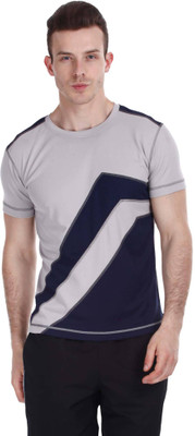 

Zobello Self Design Men's Round Neck Multicolor T-Shirt, Midnight navy;soft grey