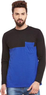 HYPERNATION Solid Men Halter Neck Blue, Black T-Shirt