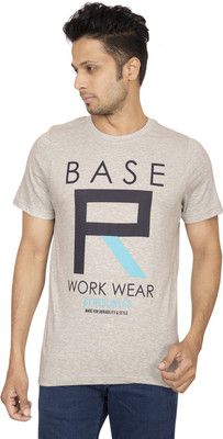 

Red Line Graphic Print Men's Round Neck Grey T-Shirt