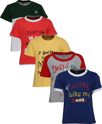 54% OFF on Gkidz Boys Printed Cotton Blend T Shirt(Multicolor, Pack of 5)