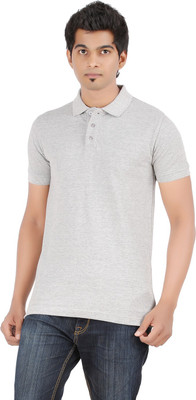 

Ap'pulse Solid Men' Polo Neck Grey T-Shirt, Grey melange