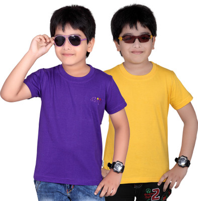 

FabTag - Dongli Boys Solid T Shirt(Yellow, Pack of 2, Yellow & purple