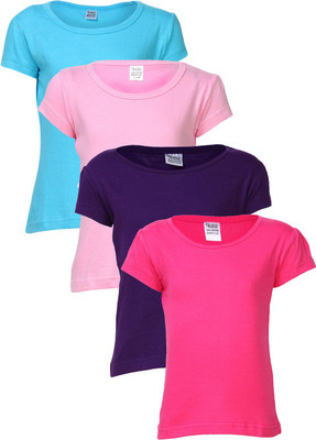 

Gkidz Girls Solid T Shirt(Multicolor, Black
