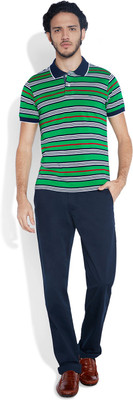 

ColorPlus Striped Men's Polo Neck Green T-Shirt, Dark green
