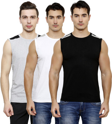 

Casual Tees Solid Men's Round Neck White, Black, Grey T-Shirt(Pack of 3, Black;grey;white