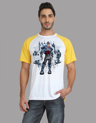

Trionic Printed Men's Round Neck Yellow, White T-Shirt, Canary yellow