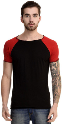 

Mi Moda Solid Men's Round Neck Black, Red T-Shirt