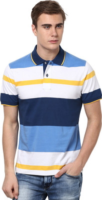 

Mudo Striped Men's Mandarin Collar Dark Blue T-Shirt, Navy