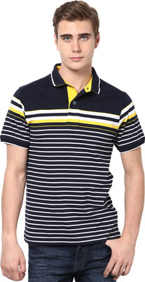 

Mudo Striped Men's Mandarin Collar Black T-Shirt