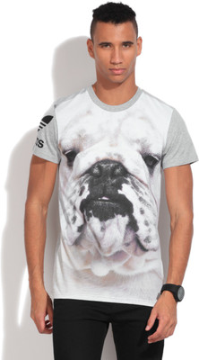 

ADIDAS Graphic Print Men's Round Neck Grey T-Shirt, Megrhe