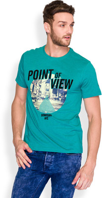 

Parx Printed Men's Round Neck Green T-Shirt