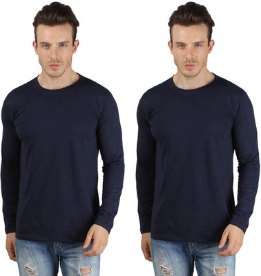 

SayItLoud Solid Men's Round Neck Blue T-Shirt(Pack of 2, Navy blue
