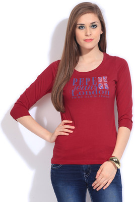 

Pepe Jeans Printed Women's Round Neck Red T-Shirt