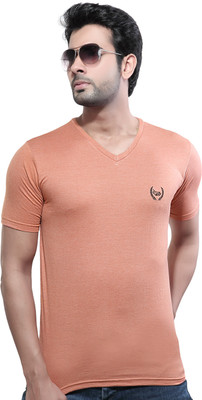 

D.O. Solid Men's V-neck Orange T-Shirt