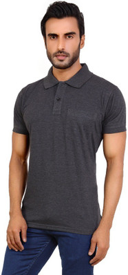 

Awack Solid Men's Polo Neck Grey T-Shirt, Darkgrey