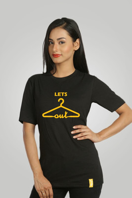 

Campus Sutra Printed Women's Round Neck Black T-Shirt