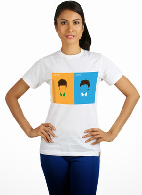 

Campus Sutra Printed Women's Round Neck White T-Shirt