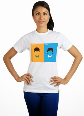 

Campus Sutra Printed Women' Round Neck White T-Shirt