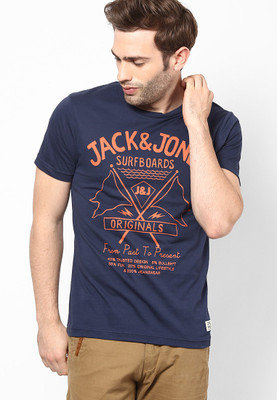 

Jack & Jones Graphic Print Men's Round Neck Dark Blue T-Shirt, Dress blues