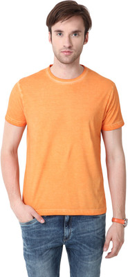

Mudo Solid Men's Round Neck Orange T-Shirt