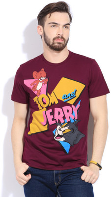 

Tom & Jerry Printed Men's Round Neck Maroon T-Shirt, Wine