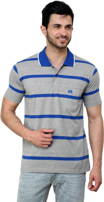 

Cotton County Premium Striped Men's Flap Collar Neck Blue T-Shirt