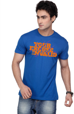 

Inkovy Graphic Print Men's Round Neck Blue T-Shirt