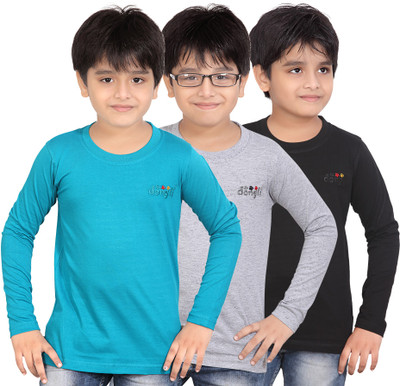 

FabTag - Dongli Boys Solid, Self Design T Shirt(Multicolor, Pack of 3, Multicolor_20