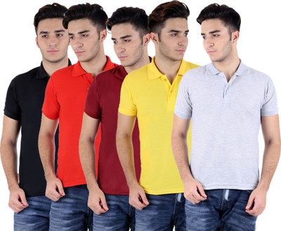 

Sanvi Traders Solid Men Polo Neck Multicolor T-Shirt(Pack of 5