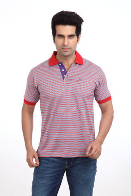 

Park Avenue Striped Men's Polo Neck Red T-Shirt