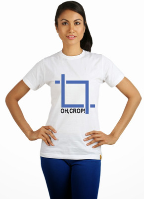 

Campus Sutra Printed Women's Round Neck White T-Shirt