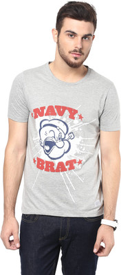 

Henry and Smith Printed Men's Round Neck Grey T-Shirt, Light grey
