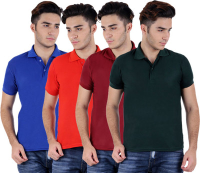 

Sanvi Traders Solid Men Polo Neck Multicolor T-Shirt(Pack of 4