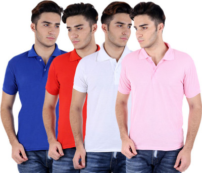 

Sanvi Traders Solid Men Polo Neck Multicolor T-Shirt(Pack of 4
