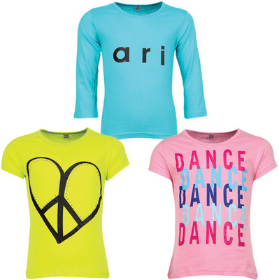 

Gkidz Girls Graphic Print T Shirt(Multicolor, Pink