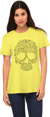 

Monzter Popcornz Graphic Print Women's Round Neck Yellow T-Shirt, Light yellow