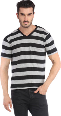 

Leana Solid Men's V-neck Grey, Black T-Shirt, Black;grey