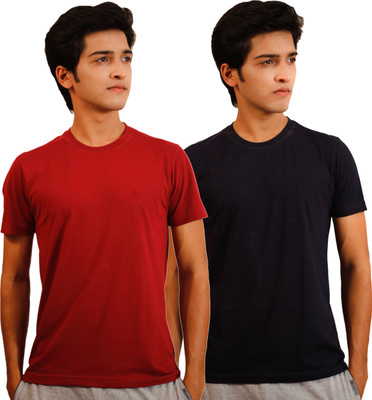 

Tryd Solid Men' Round Neck Dark Blue, Red T-Shirt(Pack of 2, Multicolor