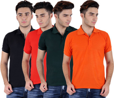 

Sanvi Traders Solid Men Polo Neck Multicolor T-Shirt(Pack of 4