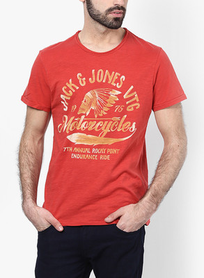 

Jack & Jones Graphic Print Men's Round Neck Orange T-Shirt, Baked apple